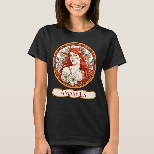 Art nouveau Amaryllis Woman T Shirt (Framsida)