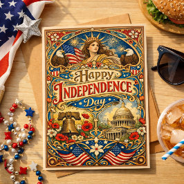 Art Nouveau Americana Patriotisk Helgkort