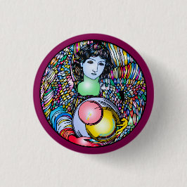 Art Nouveau Angel On Stained Glass Knapp