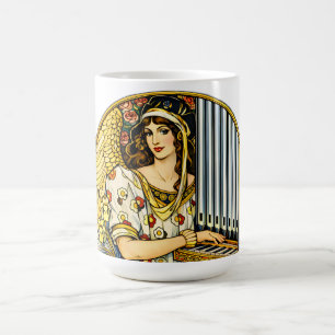 Art Nouveau Ängel Orgelspelare Vintage Musik Kaffemugg