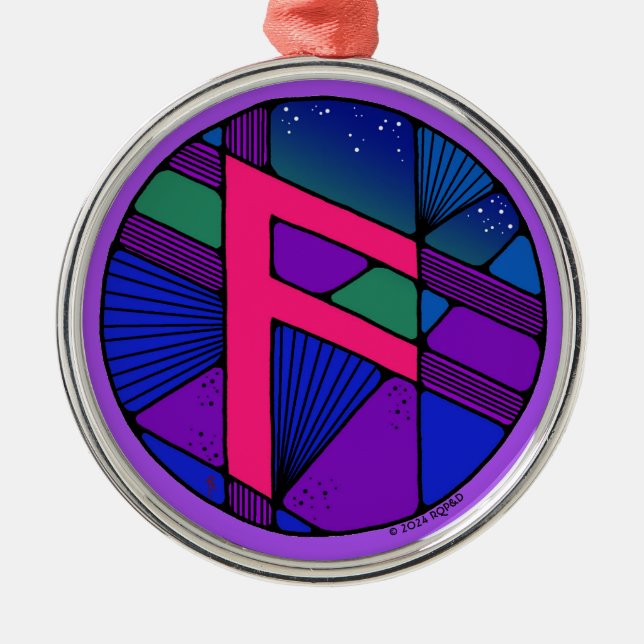 Art nouveau Ansuz Rune of inspiration Julgransprydnad Metall (Framsidan)