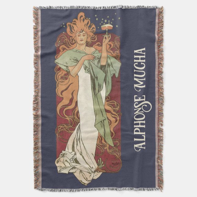 Art Nouveau-antik, Champagne av Alphonse Mucha Filt (Framsidan Vertikal)