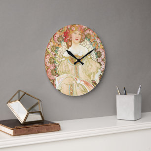 Art Nouveau-antik, Champenois av Alphonse Mucha Stor Klocka