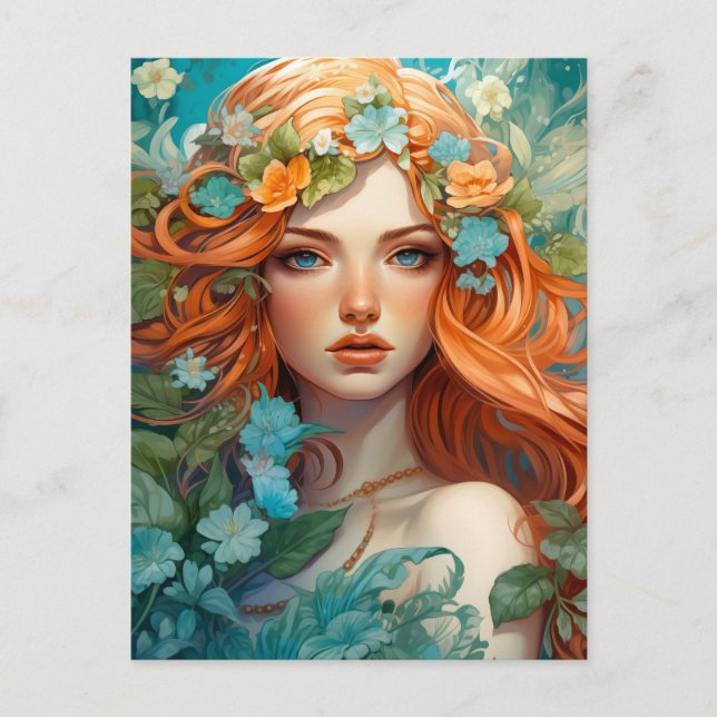 Art nouveau Aos sí Fairy Helg Vykort (Framsida)