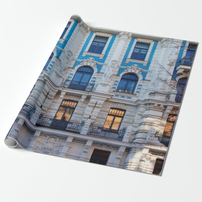 Art nouveau-arkitektur i Riga, Lettland Presentpapper (Utrullad)