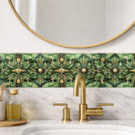 Art Nouveau / Art Deco Bakplåt Guld Grön Kakelplatta