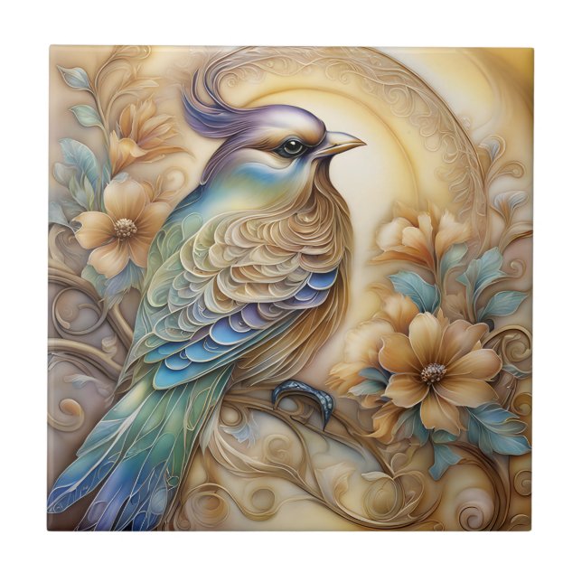 Art nouveau Art Deco Ceramic Tile Dectrotive Bird Kakelplatta (Framsidan)