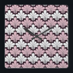 Art nouveau, Art Deco, det populära mönster Fyrkantig Klocka<br><div class="desc">Art nouveau,  konst deco,  populärt mönster,  pastelliserad rosa,  elfenbensvit och svart.</div>