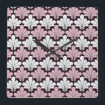 Art nouveau, Art Deco, det populära mönster Fyrkantig Klocka<br><div class="desc">Art nouveau,  konst deco,  populärt mönster,  pastelliserad rosa,  elfenbensvit och svart.</div>