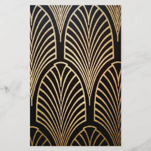 Art nouveau, art deco, fläkt mönster, brons, guld, brevpapper