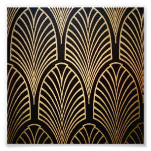 Art nouveau, art deco, fläkt mönster, brons, guld, fototryck