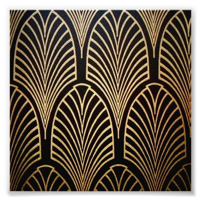 Art nouveau, art deco, fläkt mönster, brons, guld, fototryck (Framsidan)