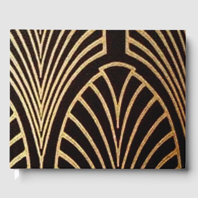 Art nouveau, art deco, fläkt mönster, brons, guld, gästböcker (Framsida)