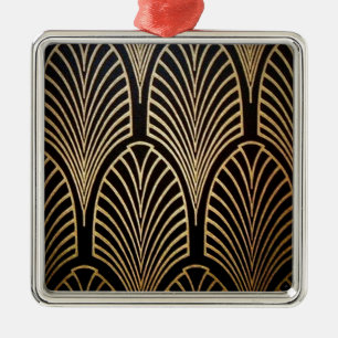 Art nouveau, art deco, fläkt mönster, brons, guld, julgransprydnad metall