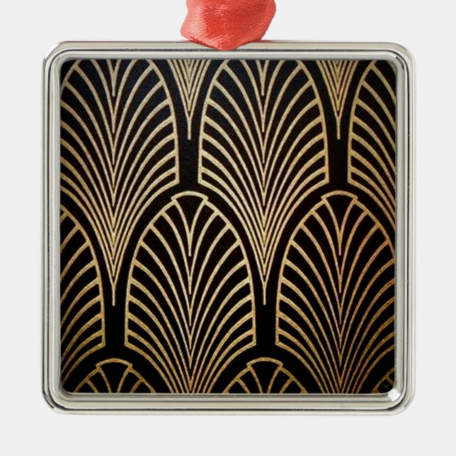 Art nouveau, art deco, fläkt mönster, brons, guld, julgransprydnad metall (Framsidan)