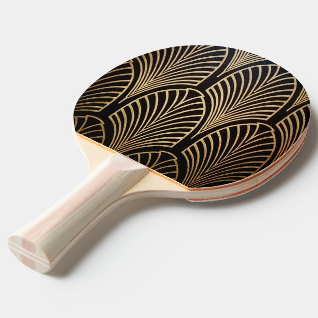 Art nouveau, art deco, fläkt mönster, brons, guld, pingisracket (Frontvinkel)