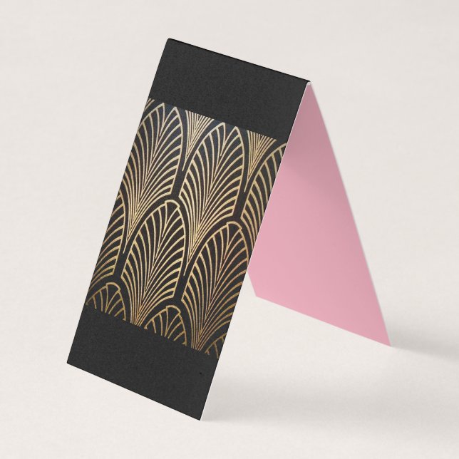 Art nouveau, art deco, fläkt mönster, brons, guld, visitkort (Framsida)