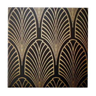 Art nouveau art déco, fläktmönster, brons, guld kakelplatta