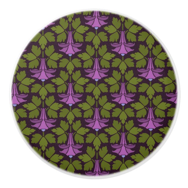 Art nouveau Art Deco Lila Blommigt om svart design Knopp (Framsidan)