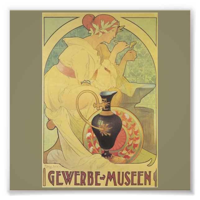 Art nouveau,art deco,poster,G. ABBEGG,Gewerbe Muse Fototryck (Framsidan)