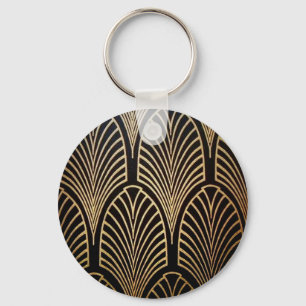 Art nouveau, art deco, solfjädermönster, brons,gul nyckelring