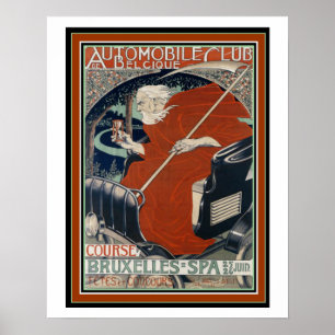 Art nouveau Automobile Klubb Poster 16 x 20