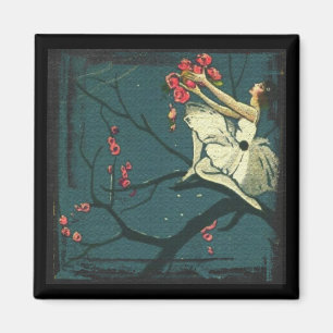 Art nouveau ballerina i körsbär träd magnet