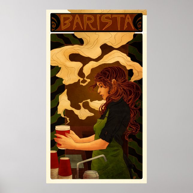 Art nouveau Barista (poster/tryck) Poster (Framsidan)