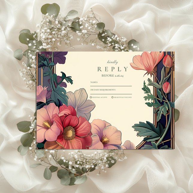 Art Nouveau Barock Kant Blommig Bröllop OSA Kort (Skapare uppladdad)