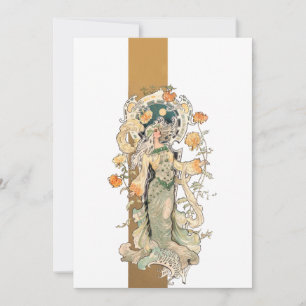 Art nouveau Beauty med Chrystanthemums Anteckningskort