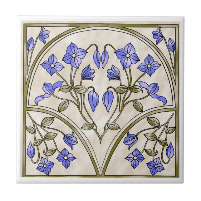 Art nouveau belägger med tegel kakelplatta (Framsidan)