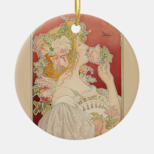 Art Nouveau Belle Époque Dam Rosor Livemont Julgransprydnad Keramik