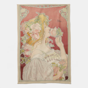 Art Nouveau Belle Époque Dam Rosor Livemont Kökshandduk