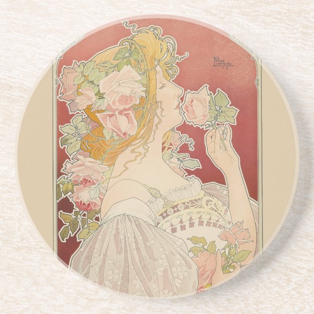Art Nouveau Belle Époque Dam Rosor Livemont Underlägg (Framsidan)