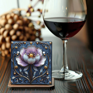 Art nouveau Bevackra Rosa Vatten Lily Underlägg Papper Kvadrat