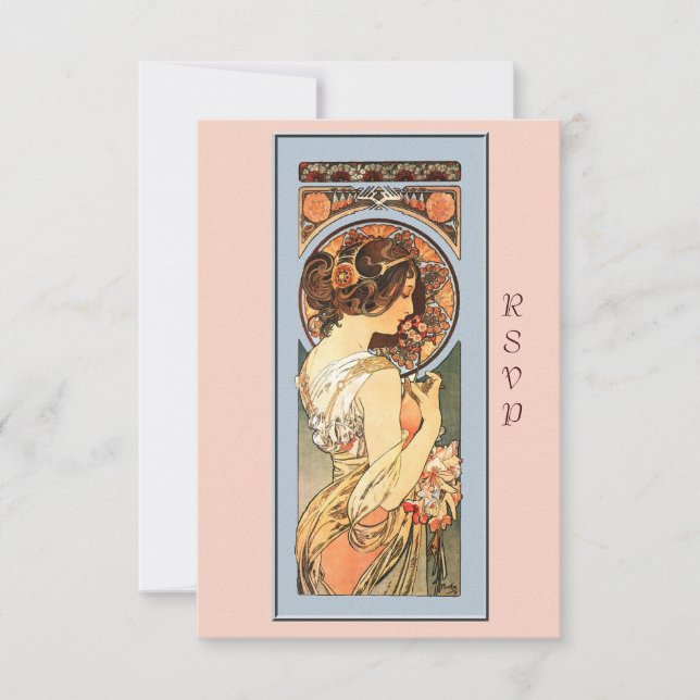 Art nouveau Beval Bride Bröllop OSA Card (Framsida)