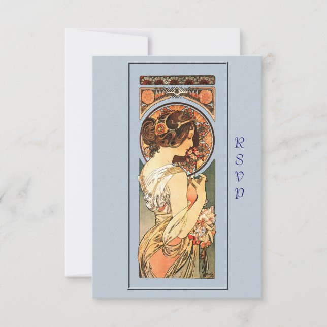 Art nouveau Beval Bride Bröllop OSA Card (Framsida)