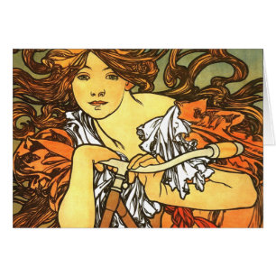 Art nouveau Bicycle Mucha Art Hälsningskort