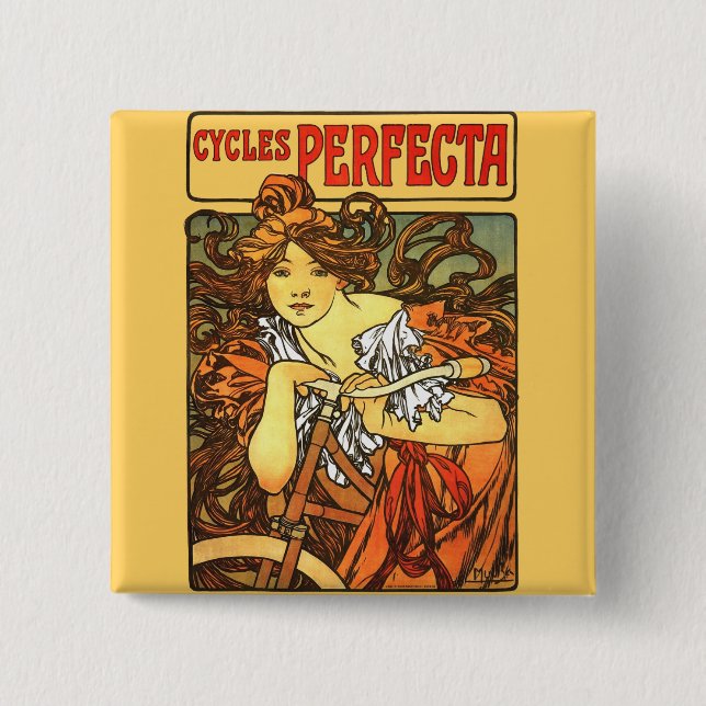 Art nouveau Bicycle Mucha Art Knapp (Framsida)