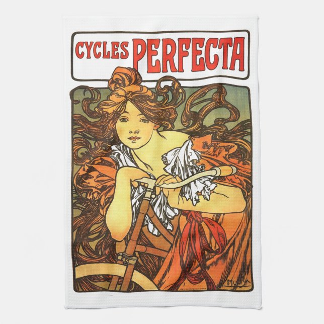 Art nouveau Bicycle Mucha Art Kökshandduk (Vertikal)