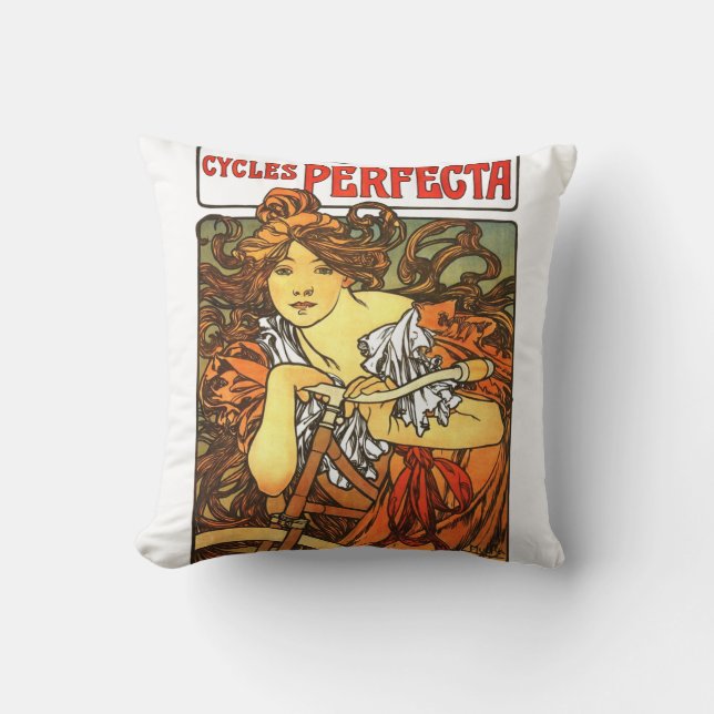 Art nouveau Bicycle Mucha Art Kudde (Framsida)