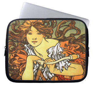 Art nouveau Bicycle Mucha Art Laptop Fodral