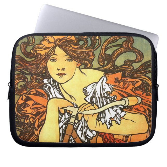 Art nouveau Bicycle Mucha Art Laptop Fodral (Framsidan)