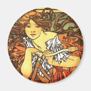 Art nouveau Bicycle Mucha Art Magnet