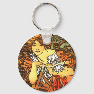 Art nouveau Bicycle Mucha Art Nyckelring