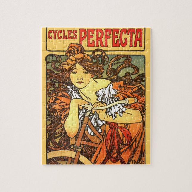 Art nouveau Bicycle Mucha Art Pussel (Vertikal)