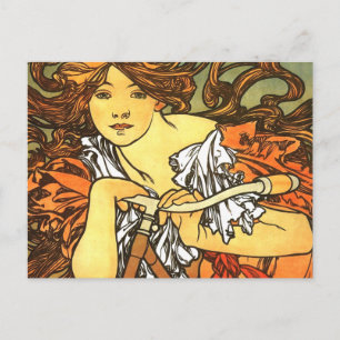 Art nouveau Bicycle Mucha Art Vykort