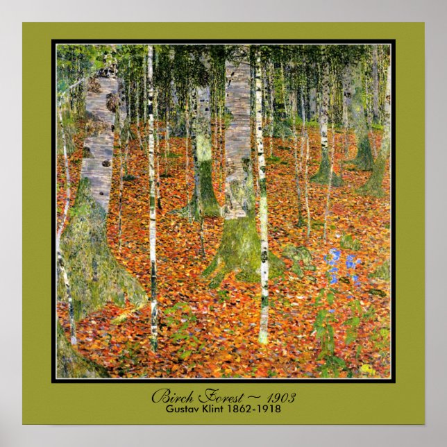 Art nouveau Birch Forest Gustav Klimt 1903 Poster (Framsidan)