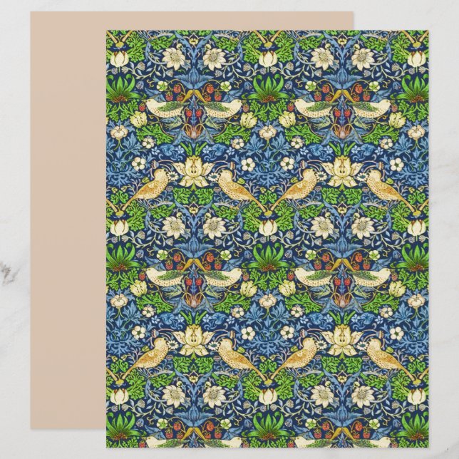 Art nouveau Bird and Flower Tapestry Mönster (Fram/baksida)