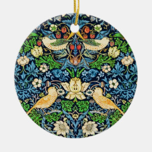 Art nouveau Bird and Flower Tapestry Mönster Julgransprydnad Keramik